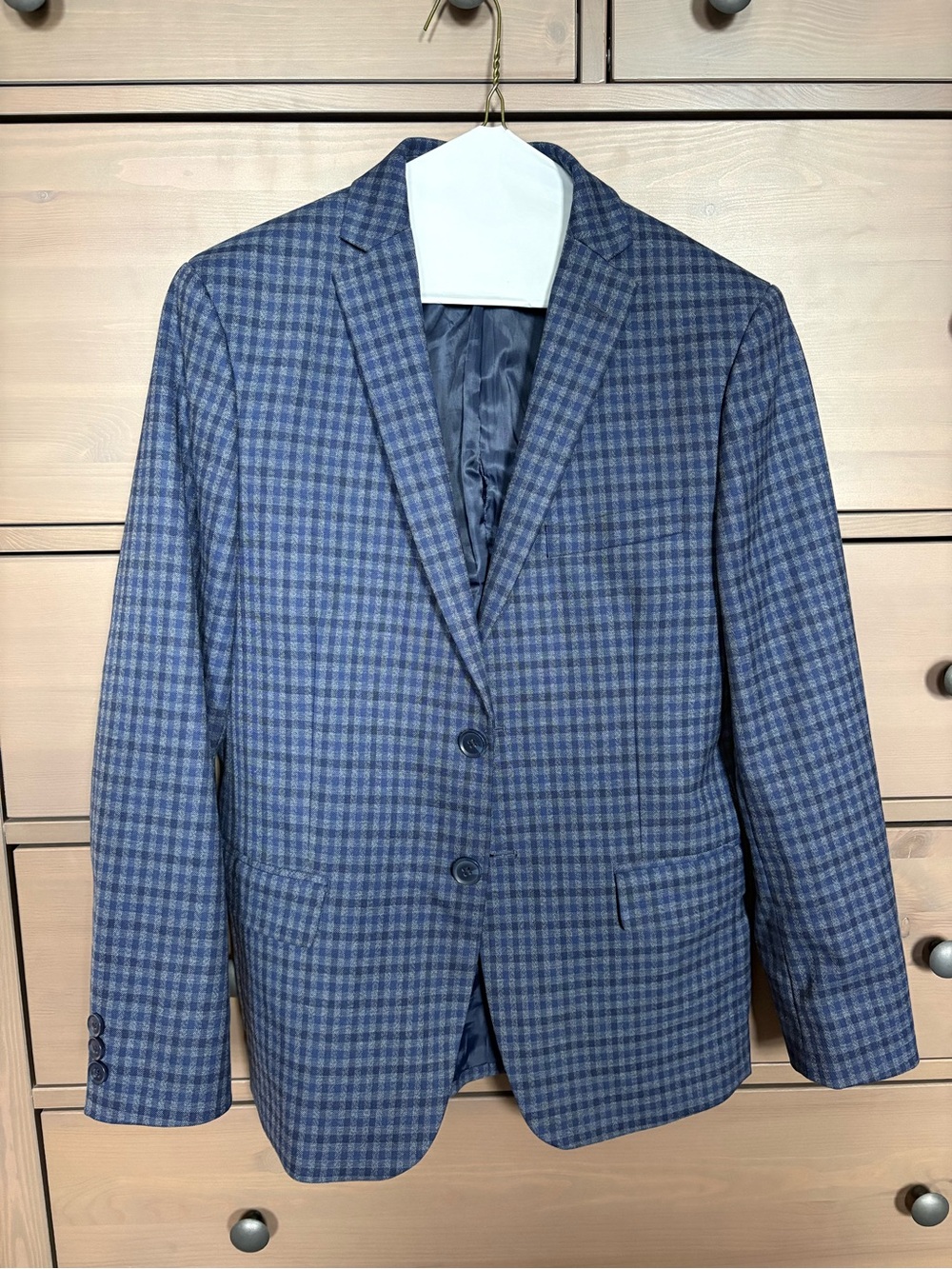 Youth Ben Sherman Blue Check Sport Coat - Tailored Two-Button Blazer - Size 16R